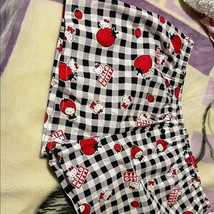 Hello Kitty Black and White Checkered Pajama Bottoms with Red Details